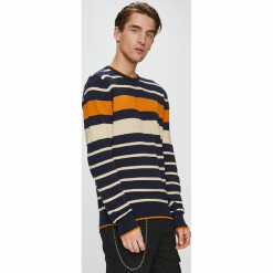 Brave Soul - Sweter. Czarne swetry męskie Brave Soul, z dzianiny, z okrągłym kołnierzem, z krótkim rękawem. Za 99.90 zł.