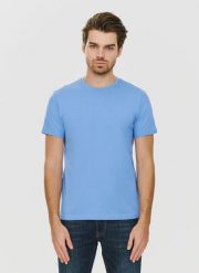 PAKO LORENTE – Bawełniany niebieski t-shirt z okrągłym dekoltem. Niebieskie t-shirty męskie Pako Lorente, xxl, bez wzorów, z bawełny, bez kołnierzyka, bez ramiączek. Za 49.99 zł.