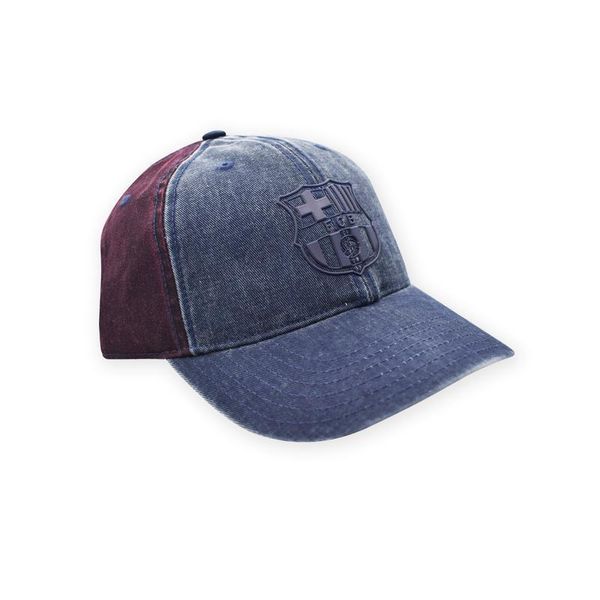 Czapka baseballowa unisex Barcelona. Niebieskie czapki męskie FC Barcelona, bez wzorów, sportowe. W wyprzedaży za 108.28 zł.