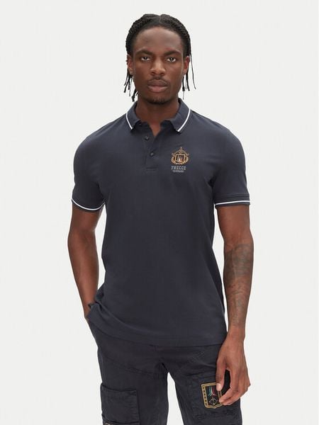 Aeronautica Militare Polo 251PO1850P191 Granatowy Slim Fit. Niebieskie koszulki polo męskie Aeronautica Militare, l, bez wzorów, z bawełny, bez kołnierzyka, bez ramiączek. Za 299.99 zł.