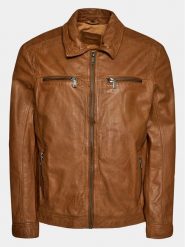 Mustang Kurtka skórzana William 9920607 Brązowy Regular Fit. Brązowe kurtki męskie Mustang, m, bez wzorów, ze skóry, bez ramiączek, bez kaptura. Za 1,169.00 zł.