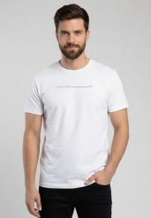 Bawełniany t-shirt T-KLIR. Białe t-shirty męskie Volcano, m, bez wzorów, z bawełny, bez kołnierzyka, bez ramiączek. Za 69.99 zł.