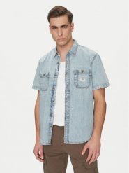 Guess Jeans Koszula jeansowa M5GH09 D5NY1 Niebieski Regular Fit. Niebieskie koszule męskie Guess Jeans, l, z aplikacjami, z bawełny, bez kołnierzyka, bez ramiączek. Za 179.99 zł.
