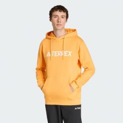Bluza z kapturem Terrex Multi Large Logo. Brązowe bluzy nierozpinane męskie ADIDAS, bez wzorów, z materiału, sportowe, bez ramiączek, z kapturem. Za 299.00 zł.