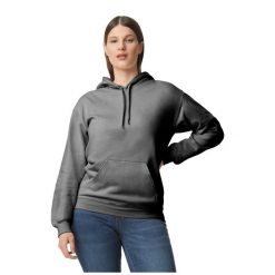 Bluza Z Kapturem Dla Dorosłych Unisex Softstyle Fleece Midweight. Brązowe bluzy nierozpinane męskie GILDAN, m, bez wzorów, bez ramiączek, z kapturem. Za 146.99 zł.