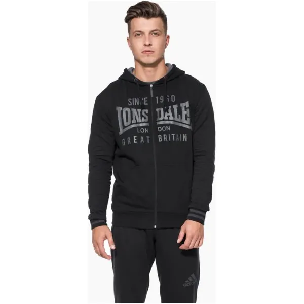 Lonsdale Bluza Black , czarny, rozmiar M. Czarne bluzy nierozpinane męskie Lonsdale, m, z aplikacjami, z bawełny, z kapturem. W wyprzedaży za 89.99 zł.