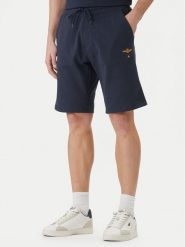 Aeronautica Militare Szorty sportowe 261BF0032UF00674 Granatowy Regular Fit. Niebieskie szorty sportowe męskie Aeronautica Militare, bez wzorów, z bawełny, sportowe. Za 359.99 zł.