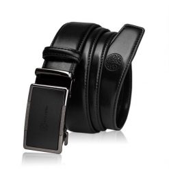 Skórzany pasek BETLEWSKI C35-BA CZARNY 130. Czarne paski męskie Betlewski, bez wzorów, ze skóry. Za 79.00 zł.