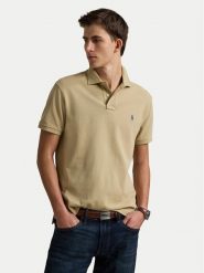 Polo Ralph Lauren Polo 710536856462 Beżowy Slim Fit. Brązowe koszulki polo męskie Polo Ralph Lauren, m, bez wzorów, z bawełny, bez kołnierzyka, bez ramiączek. Za 449.99 zł.