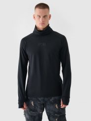 4F Bielizna termiczna ocieplana (góra) męska - czarna L. Czarna bielizna termoaktywna męska 4f, l, bez wzorów, z dzianiny, bez ramiączek, na golfa. W wyprzedaży za 99.99 zł.