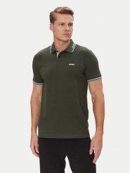 BOSS Polo Paul 50506193 Zielony Slim Fit. Zielone koszulki polo męskie Boss, m, bez wzorów, z bawełny, bez kołnierzyka, bez ramiączek. Za 249.99 zł.