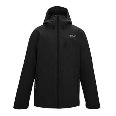 Męska wodoodporna kurtka z kapturem Oklarna. Czarne kurtki męskie Regatta, m, bez wzorów, z poliesteru, bez ramiączek, z kapturem. Za 429.99 zł.