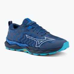 Buty do biegania męskie Mizuno Wave Daichi 8 GTX. Niebieskie buty do biegania męskie Mizuno, bez wzorów, bez zapięcia, do biegania, mizuno wave. Za 749.99 zł.