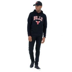 Bluza z kapturem Chicago Bulls. Czarne bluzy z kapturem męskie New Era, m, bez wzorów, z bawełny, z kapturem. Za 294.50 zł.