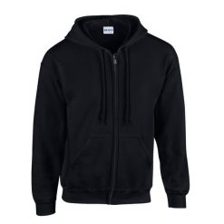 Bluza Z Kapturem Dla Dorosłych Unisex Heavy Blend Full Zip. Czarne bluzy nierozpinane męskie GILDAN, m, bez wzorów, bez ramiączek, z kapturem. Za 121.99 zł.