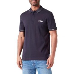 Koszulka Polo męska BOSS Paule 1 BLU slim fit granatowa (50512892-402). Niebieskie koszulki polo męskie Boss, m, bez wzorów, sportowe, bez kołnierzyka, bez ramiączek. Za 319.00 zł.
