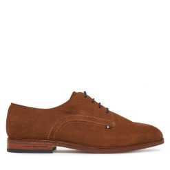 Półbuty Tommy Hilfiger. Brązowe codzienne półbuty męskie Tommy Hilfiger, bez wzorów, bez obcasa, bez zapięcia. Za 409.99 zł.