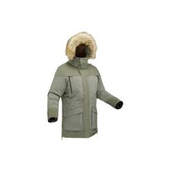 Kurtka turystyczna SH500 ultra-warm męska. Brązowe kurtki męskie QUECHUA, na zimę, z materiału, z długim rękawem. Za 399.99 zł.