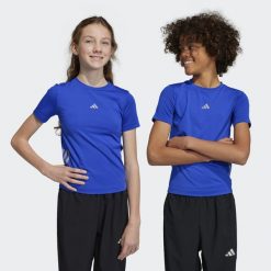 Running AEROREADY 3-Stripes Tee. Niebieskie t-shirty sportowe męskie ADIDAS, bez wzorów, z materiału, sportowe, bez ramiączek. Za 113.55 zł.