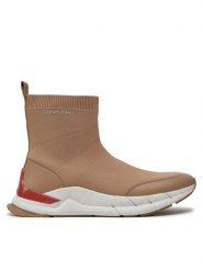 Calvin Klein Sneakersy Sockboot Runner HM0HM01241 Beżowy. Brązowe buty sportowe na co dzień męskie Calvin Klein, m, bez wzorów, z materiału, bez ramiączek, bez kaptura. Za 799.99 zł.