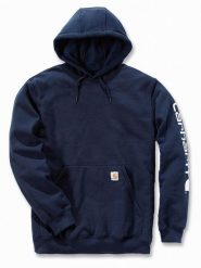 Bluza Carhartt Mid Signature Sleeve Logo New Navy. Niebieskie bluzy nierozpinane męskie Visent, m, bez wzorów, bez ramiączek, bez kaptura. Za 258.74 zł.