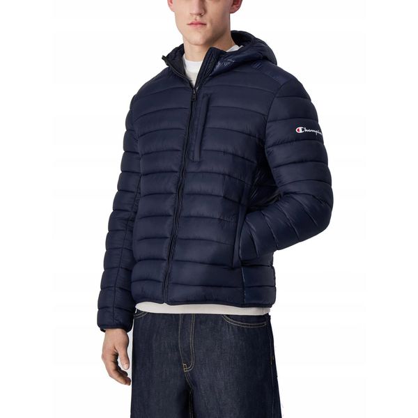 Kurtka na co dzień męska CHAMPION puchowa z kapturem. Niebieskie kurtki męskie CHAMPION, m, bez wzorów, z puchu, bez ramiączek, z kapturem. Za 459.00 zł.