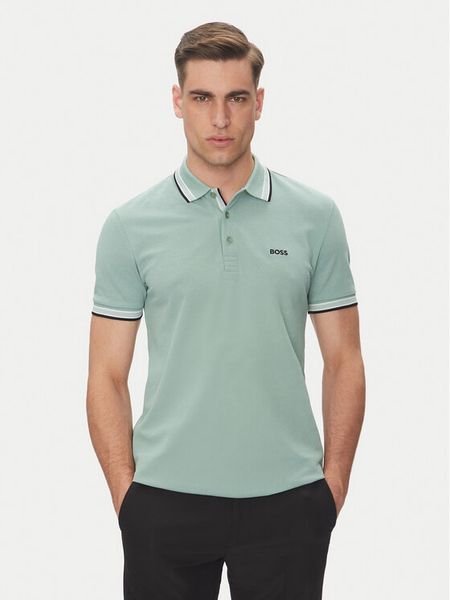 BOSS Polo Paddy 50469055 Zielony Regular Fit. Zielone koszulki polo męskie Boss, m, bez wzorów, z bawełny, bez kołnierzyka, bez ramiączek. Za 249.99 zł.