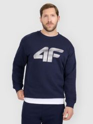 4F Bluza dresowa nierozpinana bez kaptura męska - granatowa XL. Niebieskie bluzy nierozpinane męskie 4f, m, bez wzorów, z bawełny, bez ramiączek, bez kaptura. Za 129.99 zł.
