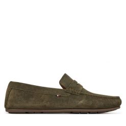 Mokasyny Tommy Hilfiger. Zielone mokasyny męskie Tommy Hilfiger, bez zapięcia. Za 389.99 zł.