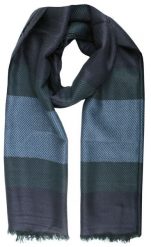 Lekki Szalik Wiosenno-Jesienny - Teer -Niebiesko-Granatowe Pasy. Niebieskie szaliki męskie Teer, na jesień, bez wzorów, z materiału, eleganckie. Za 45.00 zł.