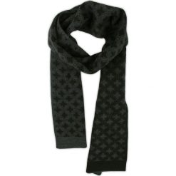 Szalik Czarno-Szary w Gwiazdki, Jesienno-Zimowy, Dwustronny, Męski, Ciepły -EM Men's Accessorie. Szare szaliki męskie Em men's accessories, na zimę, bez wzorów, z materiału, eleganckie. Za 69.99 zł.