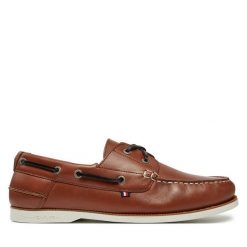 Półbuty Tommy Hilfiger. Brązowe codzienne półbuty męskie Tommy Hilfiger, bez wzorów, bez obcasa, bez zapięcia. Za 369.99 zł.