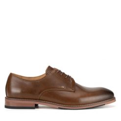 Półbuty GINO ROSSI. Brązowe eleganckie półbuty męskie Gino Rossi, wizytowe, bez obcasa, bez zapięcia. Za 287.99 zł.
