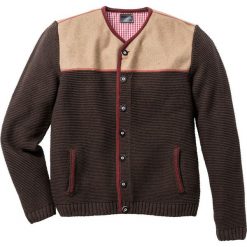 Sweter rozpinany w ludowym stylu Regular Fit bonprix brązowy melanż. Kardigany męskie marki bonprix. Za 79.99 zł.