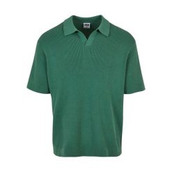 Oversizowe, prążkowane polo Urban Classics. Koszulki polo męskie Urban Classics, m, bez wzorów, prążkowane, bez kołnierzyka, bez ramiączek. Za 277.00 zł.