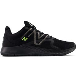 Buty męskie New Balance MXTRNRK2 – czarne. Czarne buty treningowe męskie New Balance, bez wzorów, z gumy, bez zapięcia, do biegania. Za 199.99 zł.