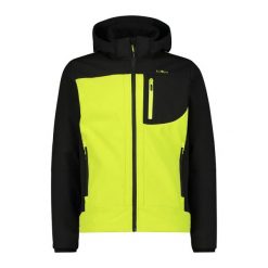 Kurtka męska turystyczna CMP 3A01787N. Żółte kurtki męskie CMP, l, bez wzorów, z softshellu, sportowe, bez ramiączek, z kapturem. W wyprzedaży za 379.45 zł.