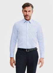 PAKO LORENTE – Gładka bawełniana koszula męska. Niebieskie koszule męskie Pako Lorente, l, bez wzorów, z bawełny, bez kołnierzyka, bez ramiączek. Za 139.99 zł.
