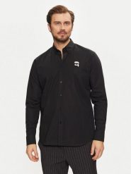 KARL LAGERFELD Koszula 605911 551671 Czarny Regular Fit. Czarne koszule męskie KARL LAGERFELD, m, bez wzorów, z bawełny, bez kołnierzyka, bez ramiączek. Za 499.99 zł.