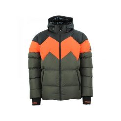 Kurtka narciarska Peak Mountain. Zielone kurtki narciarskie i snowboardowe męskie Peak Mountain, na zimę, m, bez wzorów, bez kaptura, narciarskie. W wyprzedaży za 498.50 zł.