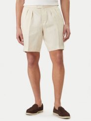 BOSS Szorty materiałowe H-Perin 50561858 Beżowy Tapered Fit. Brązowe szorty męskie Boss, bez wzorów, ze lnu. Za 799.99 zł.