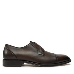 Półbuty BOSS. Brązowe eleganckie półbuty męskie Boss, wizytowe, bez obcasa, bez zapięcia. Za 969.99 zł.