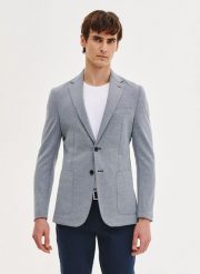 PAKO LORENTE - Niebieska marynarka z dzianiny. Niebieskie marynarki męskie Pako Lorente, m, bez wzorów, z bawełny. Za 399.99 zł.