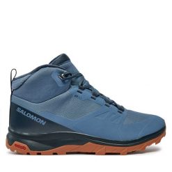 Trekkingi Salomon. Niebieskie buty trekkingowe męskie Salomon, bez wzorów, sportowe, bez obcasa, bez zapięcia. Za 499.99 zł.