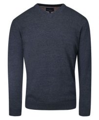 Sweter Jasny Granatowy Melanżowy w Serek (V-neck), Klasyczny, Męski, Elegancki -Adriano Guinari. Niebieskie kardigany męskie Adriano Guinari, bez wzorów, z bawełny, biznesowe, bez kołnierzyka, bez ramiączek. Za 159.00 zł.