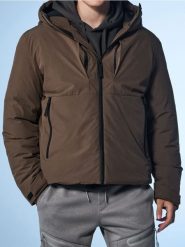 Kurtka softshell z kapturem - brązowy. Brązowe kurtki męskie Sinsay, l, bez wzorów, z softshellu, bez ramiączek, z kapturem. Za 159.99 zł.