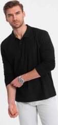 Ombre Longsleeve męski z kołnierzykiem polo - czarny V2 OM-POBL-0114 L. Czarne koszulki polo męskie Ombre, l, bez wzorów, bez kołnierzyka, bez ramiączek. Za 49.99 zł.