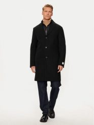 Calvin Klein Płaszcz wełniany K10K113270 Czarny Regular Fit. Czarne płaszcze męskie Calvin Klein, na zimę, m, bez wzorów, z syntetyku, bez kaptura. Za 1,899.00 zł.