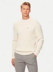 Gant Sweter 8050601 Beżowy Regular Fit. Brązowe kardigany męskie Gant, m, bez wzorów, z bawełny, bez ramiączek. Za 479.99 zł.