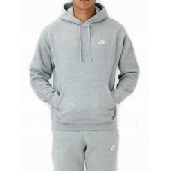 Bluza na co dzień męska NIKE SPORTSWEAR CLUB z kapturem. Szare bluzy z kapturem męskie Nike, m, bez wzorów, z bawełny, z kapturem. Za 269.00 zł.